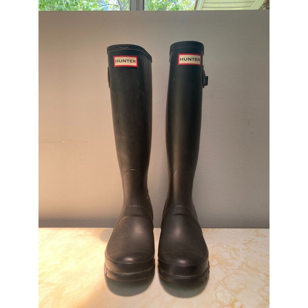 HUNTER Classic Original Rainboots Women's Black Sz 6 Side Silver Tone Buckle